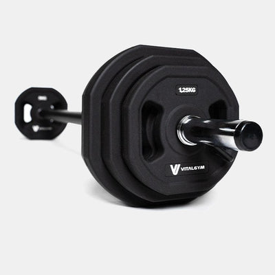 Total weight capacity of 55kg with Vital Gym Barbell Weight Set, suitable for progressive training